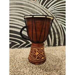 Djembe Drum Vintage Wood Carved Handmade West Africa Rare Authentic Memorabilia
